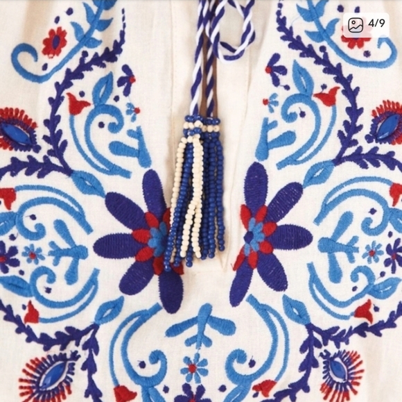 Farm Rio Embroided Linen Beaded Maxidress - Picture 4 of 9